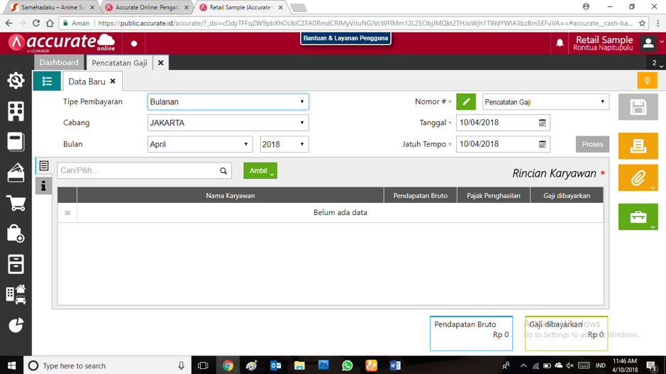 pencatatan gaji accurate online