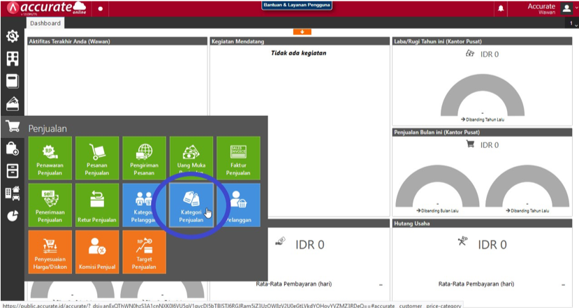 Kategori Harga Jual Accurate Online