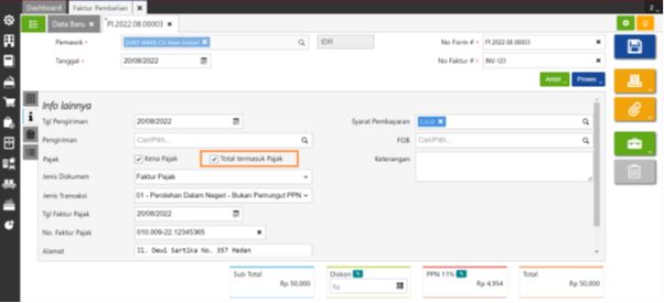 Akun Pembulatan di Transaksi Pembelian Accurate Online