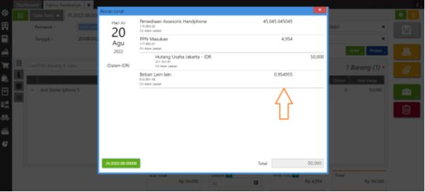 Akun Pembulatan di Transaksi Pembelian Accurate Online