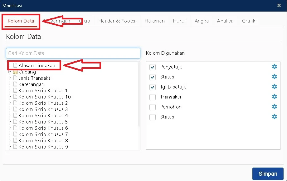 Alasan Penolakan Di Laporan Rincian Penyetuju Accurate 6