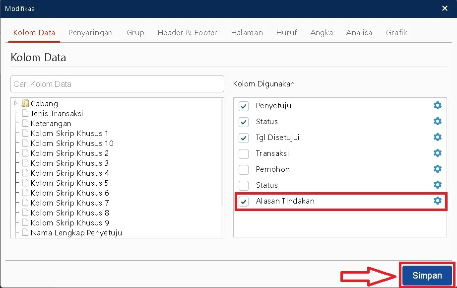 Alasan Penolakan Di Laporan Rincian Penyetuju Accurate 7