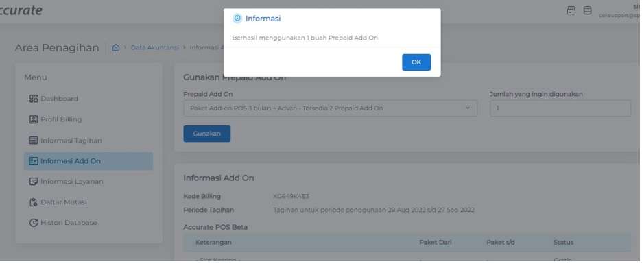 Cara Aktivasi Paket Add On di Database Accurate Online