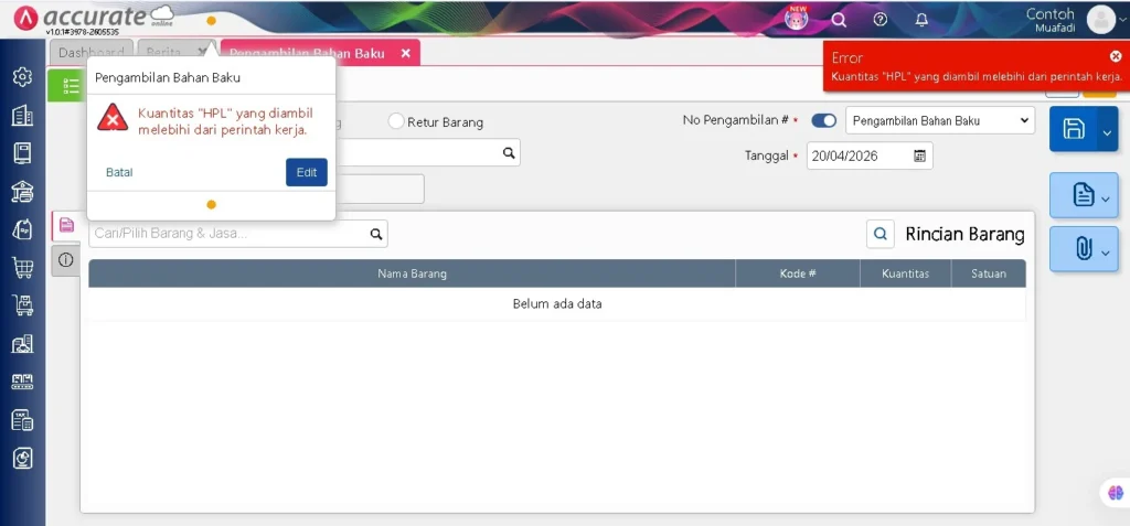 Cara Membatasi Pengambilan Bahan Baku Di Accurate Online 4