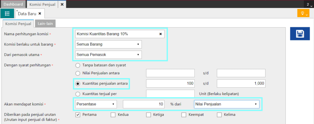Cara Membuat Komisi Penjual Berdasarkan Kuantitas di Accurate Online