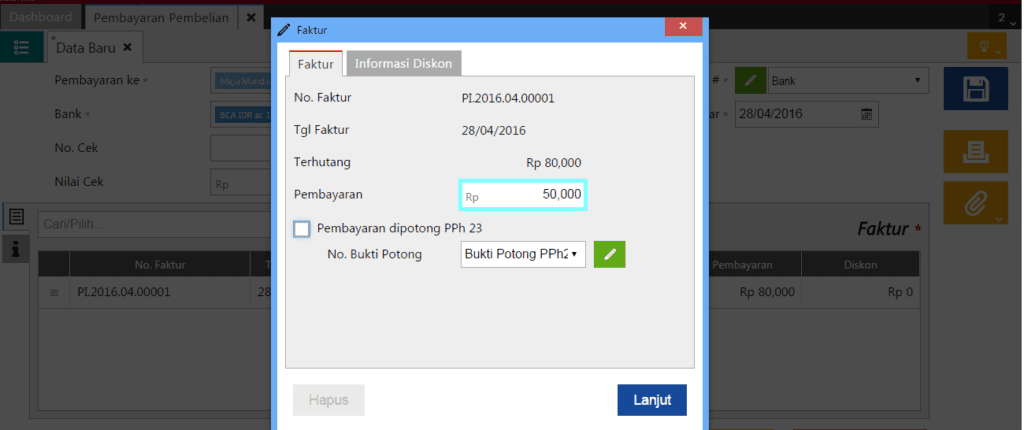 Cara Membuat Pembayaran Pembelian Sebagian di Accurate Online