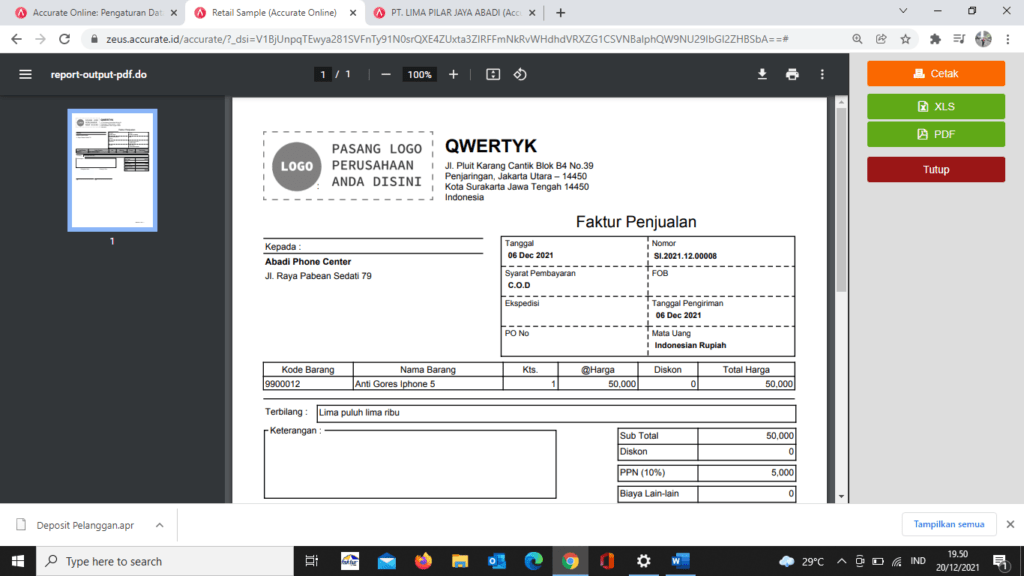 Cara Membuat Terbilang di Invoice Dalam Bahasa Inggris