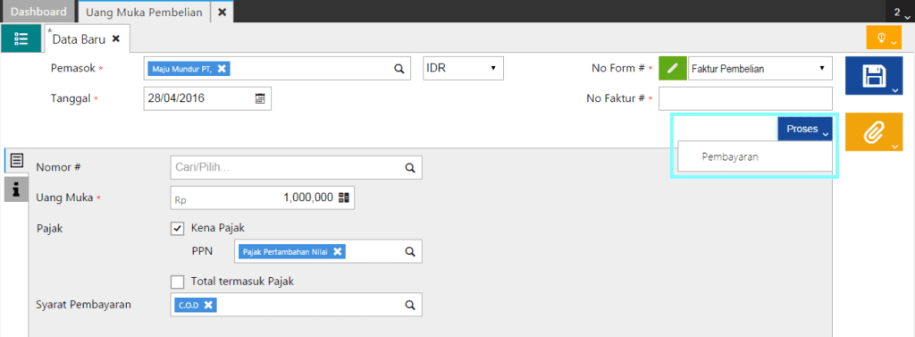 Cara Membuat Uang Muka Pembelian di Accurate Online