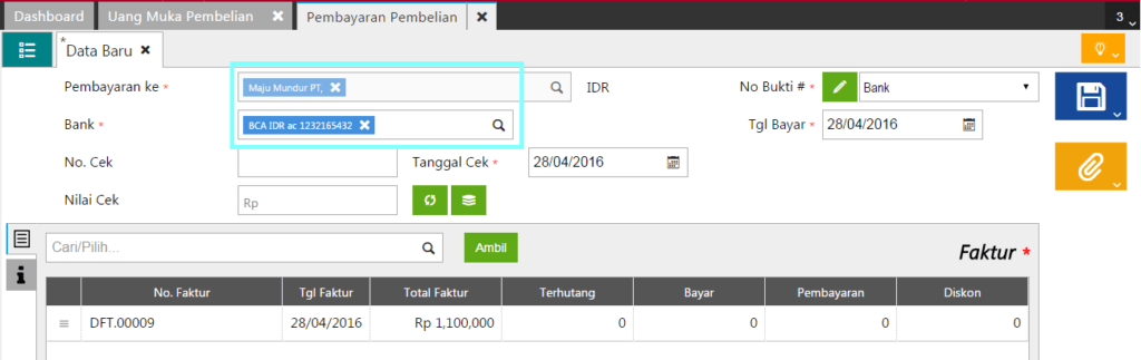 Cara Membuat Uang Muka Pembelian di Accurate Online