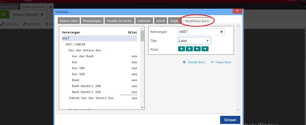 Cara Memodifikasi Laporan Keuangan di Accurate Online