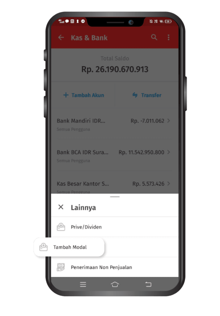 Cara Menambah Modal Antar Kas di Accurate Lite