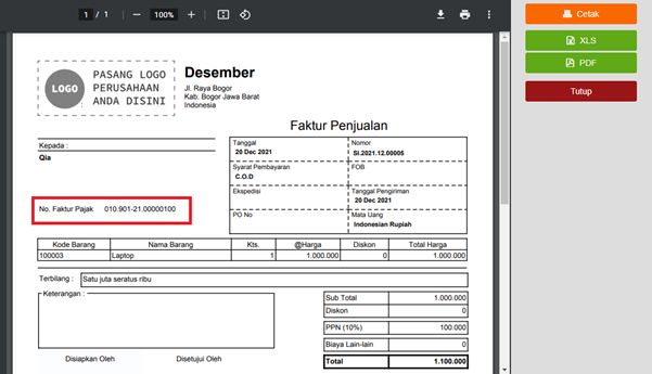 Cara Menampilkan Nomor Faktur Pajak di Accurate Online