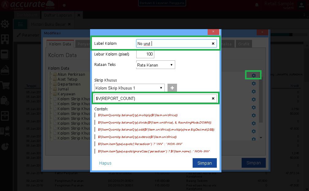 Cara Menampilkan Nomor Urut di Laporan Accurate Online