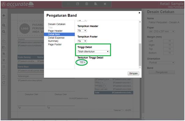 Cara Mengatur Tinggi Tabel dari Detail Item di Accurate