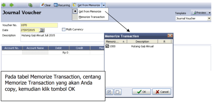 Cara Menggunakan Fitur Memorize Transaction di Accurate
