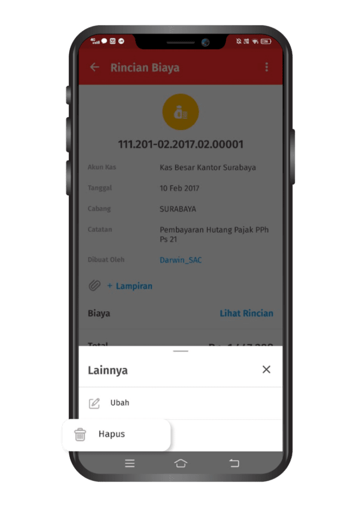 Cara Menghapus Catatan Biaya di Accurate Lite