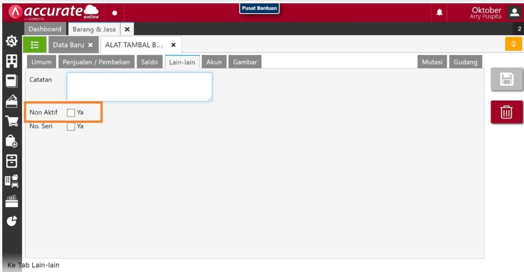 Cara Menonaktifkan Barang dan Jasa pada Accurate Online