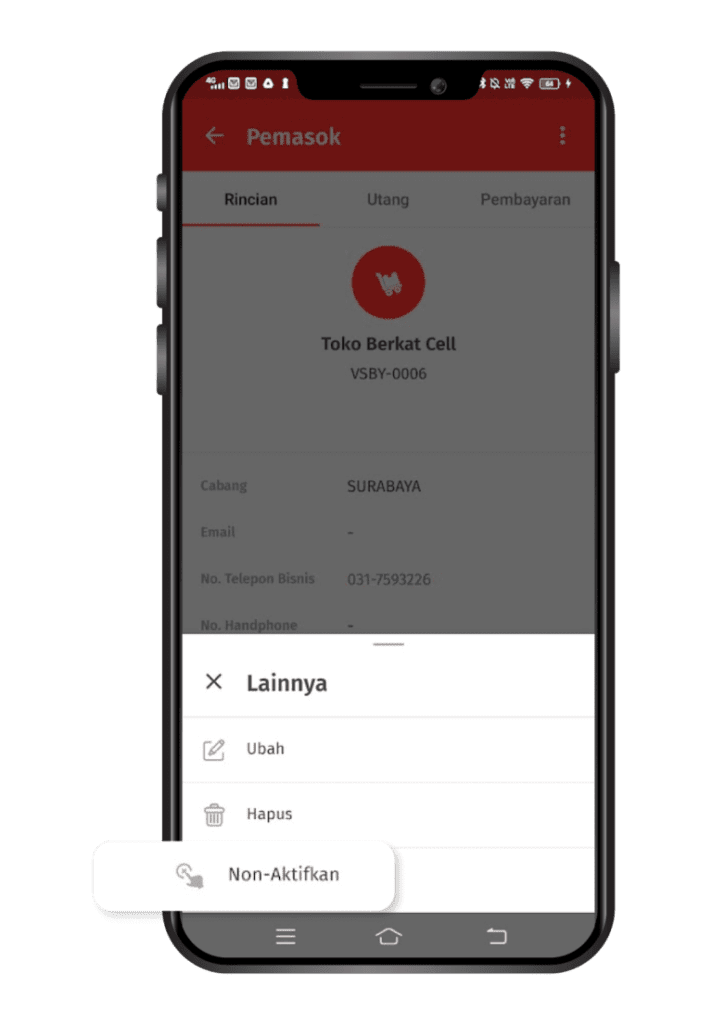 Cara Menonaktifkan Data Pemasok di Accurate Lite