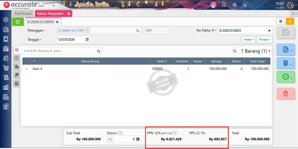 Dpp Nilai Lain Transaksi Dikenakan Ppn Di Accurate Online 3