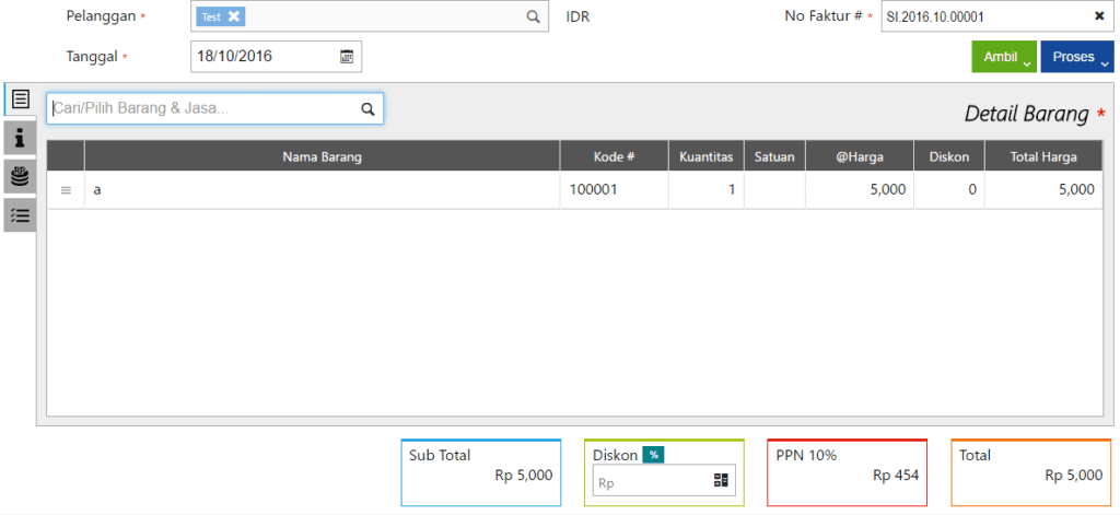 DPP pada Faktur Penjualan Inclusive Tax Accurate Online