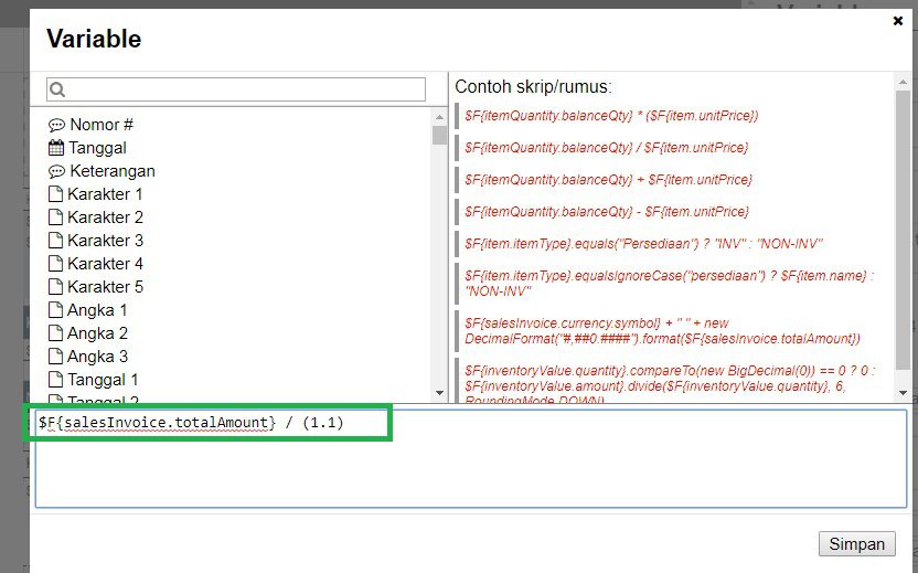 DPP pada Faktur Penjualan Inclusive Tax Accurate Online