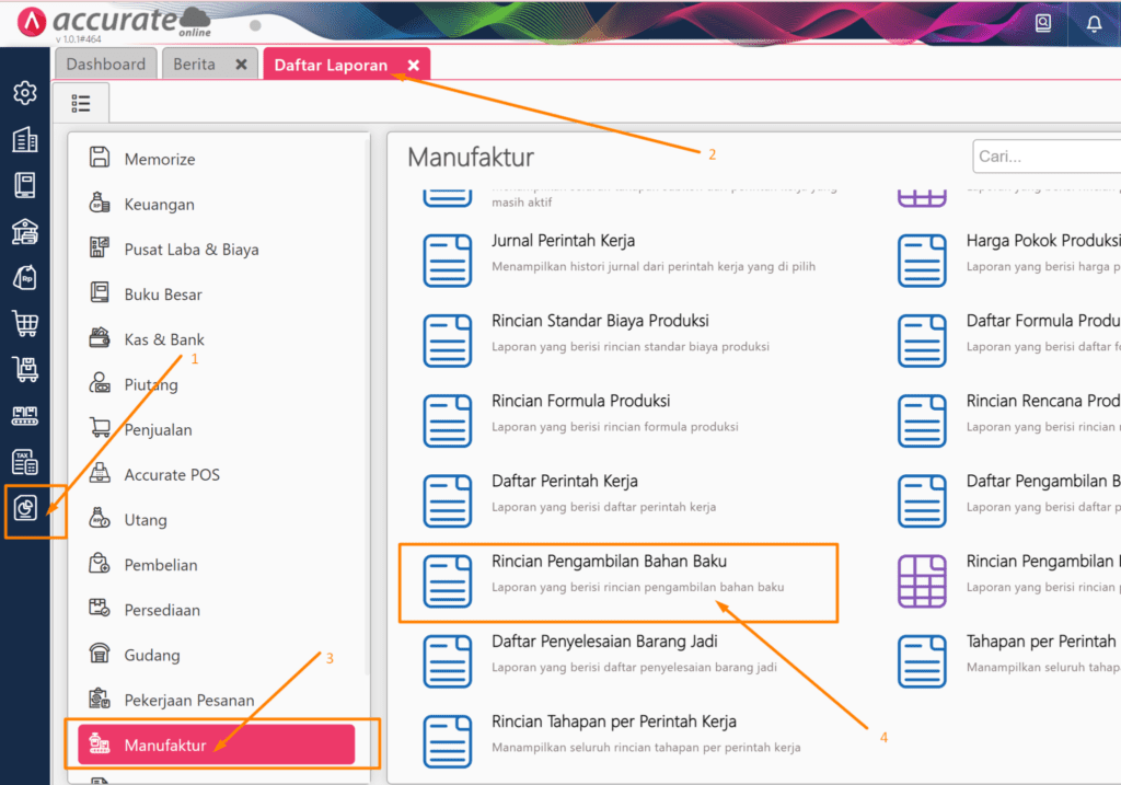Edit Pengambilan Bahan Baku di Laporan Accurate Online