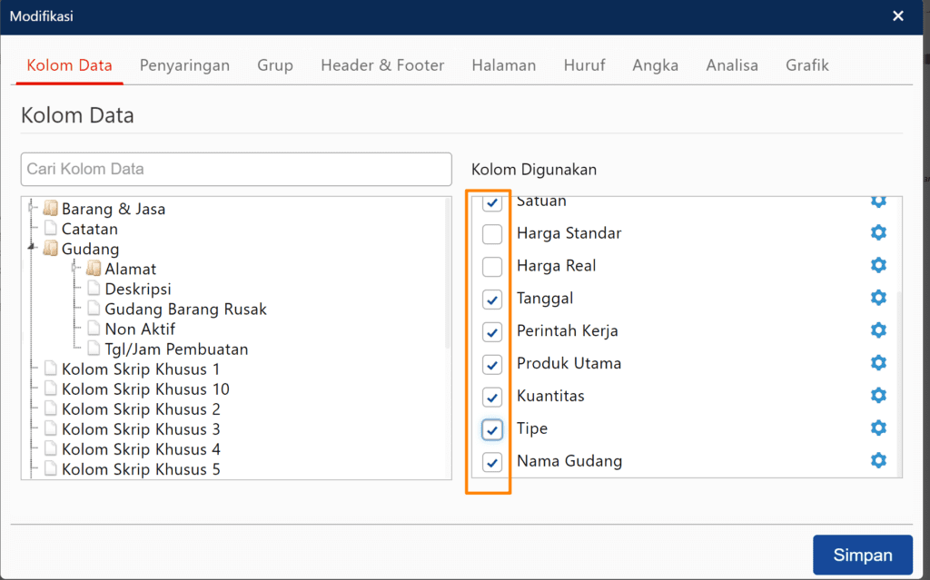 Edit Pengambilan Bahan Baku di Laporan Accurate Online