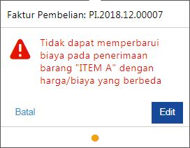 Error Memperbarui Biaya Penerimaan Barang Accurate Online