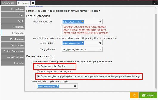 Error Memperbarui Biaya Penerimaan Barang Accurate Online