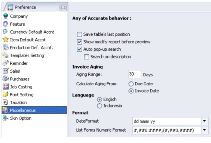 Fitur Preferensi (Setup References) pada Accurate