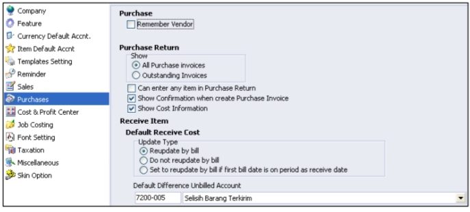 Fitur Preferensi (Setup References) pada Accurate