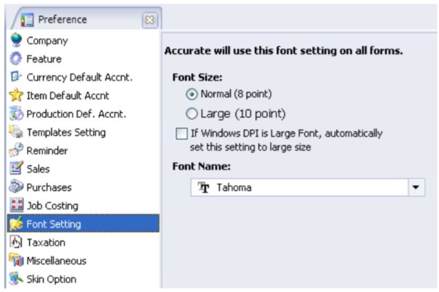 Fitur Preferensi (Setup References) pada Accurate