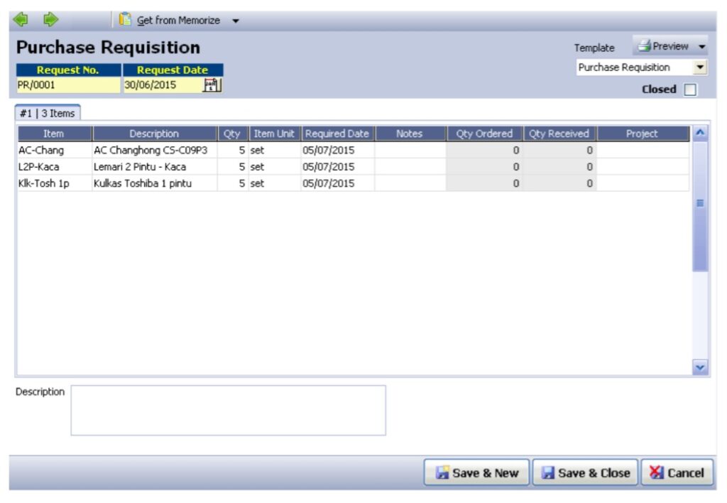 Fitur Purchase Requisition [Permintaan Pembelian] Accurate