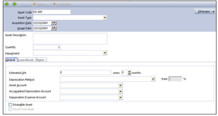 Formulir Aktiva Tetap Baru [New Fixed Asset] di Accurate