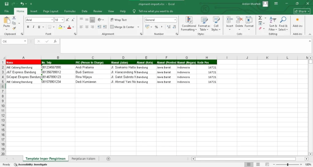 Impor Data Pengiriman Dari File Excel Pada Accurate Online 4