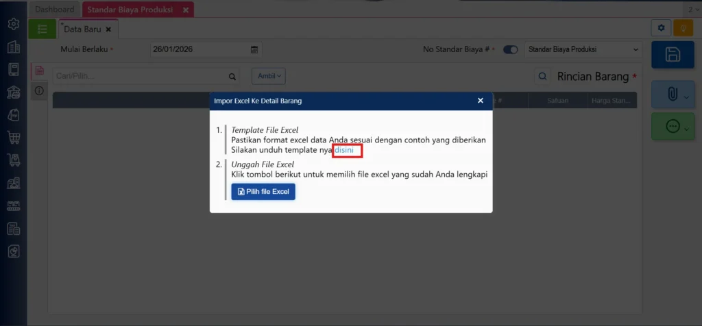 Impor Excel Standar Biaya Produksi Pada Accurate Online 2