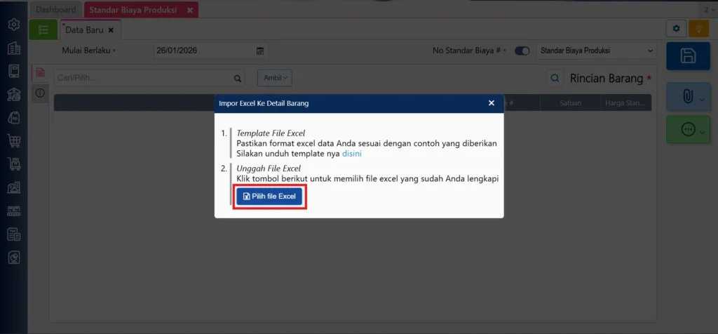 Impor Excel Standar Biaya Produksi Pada Accurate Online 4