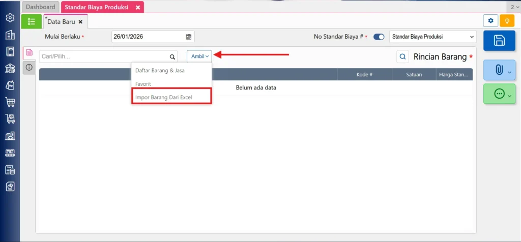 Impor Excel Standar Biaya Produksi Pada Accurate Online 6