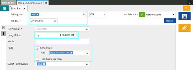 Input Saldo Awal Uang Muka Penjualan di Accurate Online