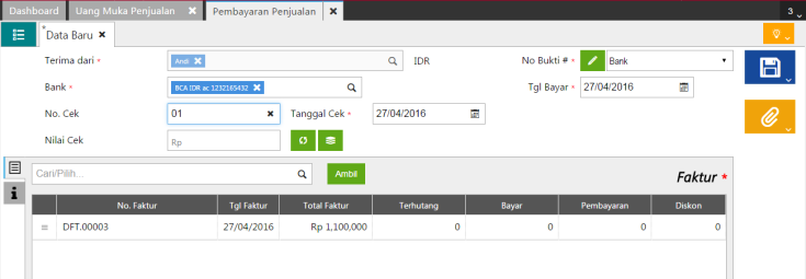 Input Saldo Awal Uang Muka Penjualan di Accurate Online