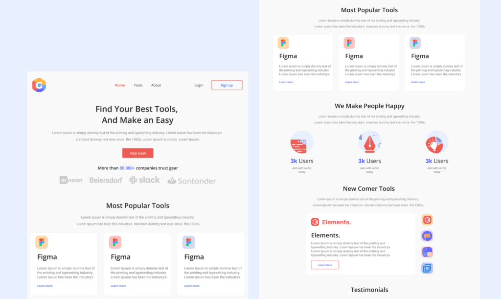Landing page high fidenility