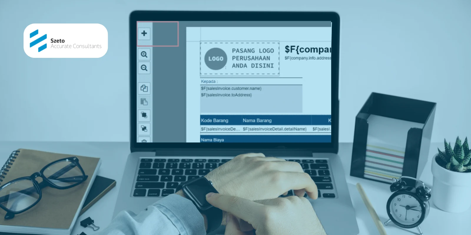 Logo pada Header Desain Cetakan Faktur di Accurate Online