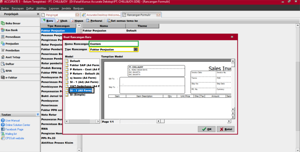 Melakukan Ekspor dan Impor Rancangan Formulir Accurate