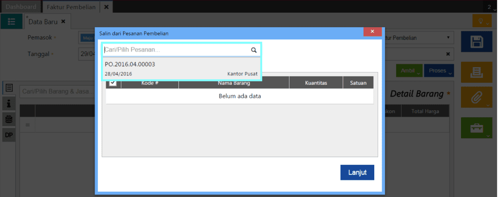 Cara Membuat Faktur Pembelian Dari Pesanan Pembelian di Accurate Online