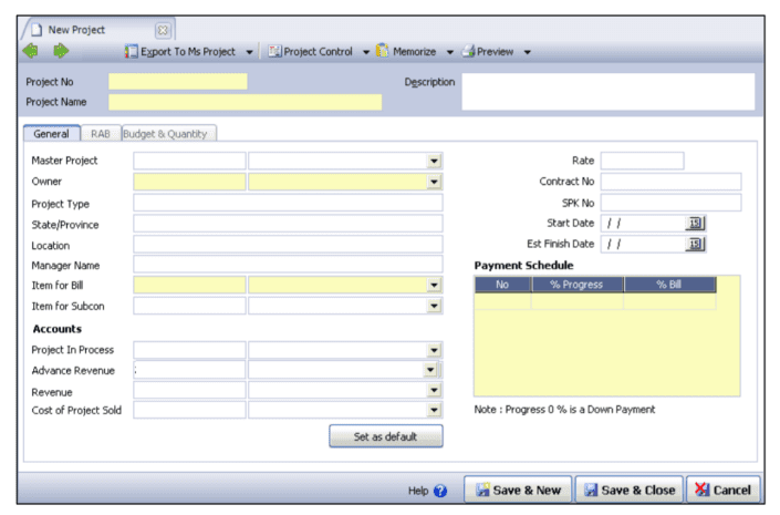 Membuat Master Data Proyek [Project Form] di Accurate