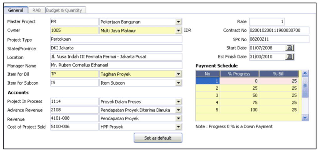 Membuat Master Data Proyek [Project Form] di Accurate