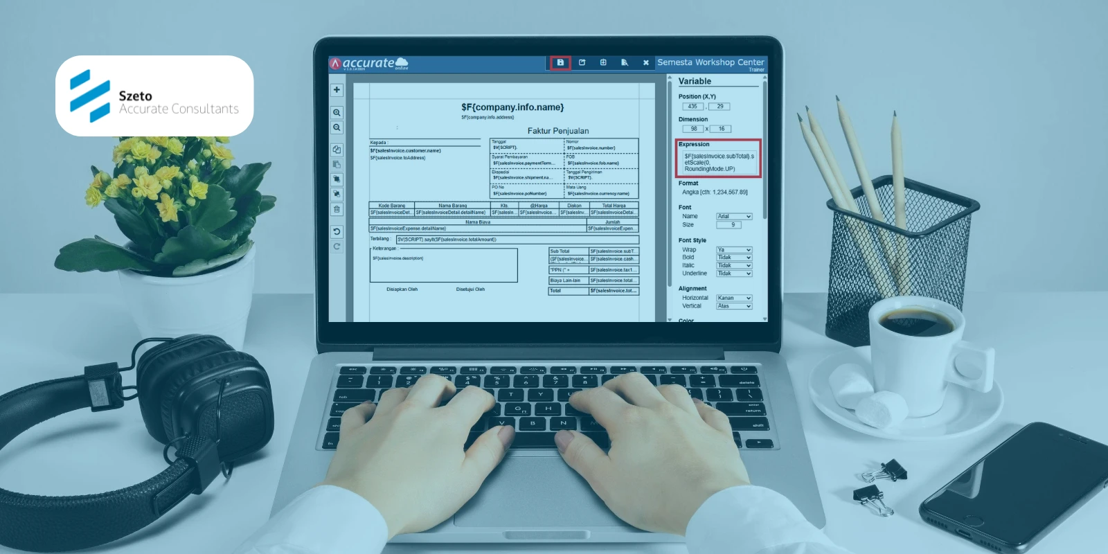 Membulatkan Keatasbawah Tampilan Preview Accurate Online