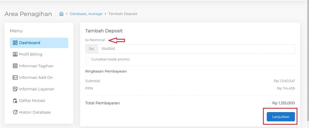 Menambah Saldo untuk Perpanjang Database Accurate Online
