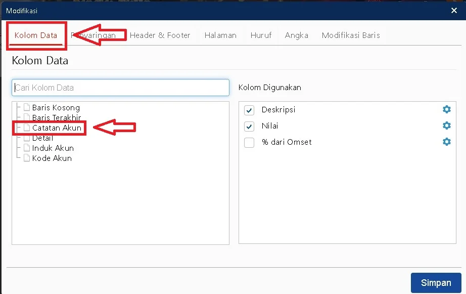 Menampilkan Catatan Akun Di Laporan Keuangan Accurate 5