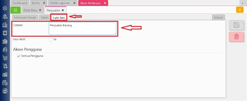 Menampilkan Catatan Akun Di Laporan Keuangan Accurate 8